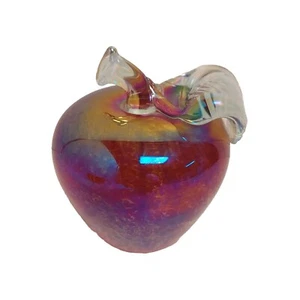 Vintage VINES MSH ASH 1993 fermacarte in vetro IRIDISCENT APPLE SHAPE 3 1/4"H - Foto 1 di 7