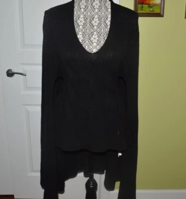 VERSACE CAPE COAT IN BLACK V-NECK PULLOVER WOOL/CASHMERE UNLINED IT-40/US-6 - Image 1 of 4