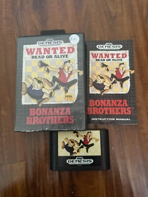 Bonanza Brothers Wanted Dead or Alive (Sega Genesis) Tested CIB BOX MANUAL GAME - Image 1 of 2