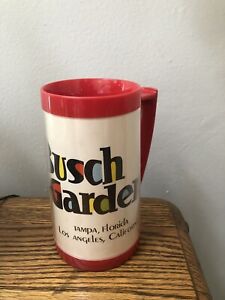 Vintage Busch Gardens Thermo Serv Plastic Mug Coffee Stein Cup Red