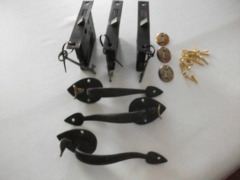 1 each - Vintage STORE Mortise Lock w/Handle w/Pushbutton w/Escutcheon/w/Screws Cover