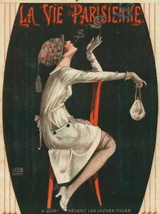 "POSTKARTE / KÜNSTLER / LEONNEC / #0013 / WEISSES KLEID / 4 1/4"" x 5 1/2" - Bild 1 von 1