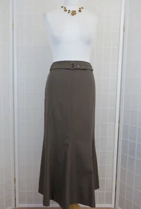Horst Basler Vintage Maxi Skirt Size 14 Wool Blend Half Belt Brown Lined 90s - Picture 1 of 9
