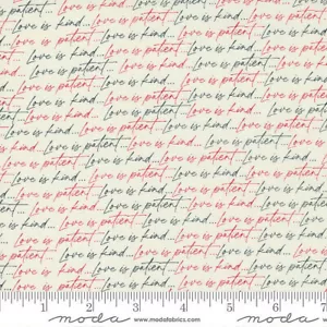 MODA #55571 21 "FLIRT"WORDS OF PATIENTS & LOVE ON CREAM BACKGROUND BTY - Picture 1 of 1