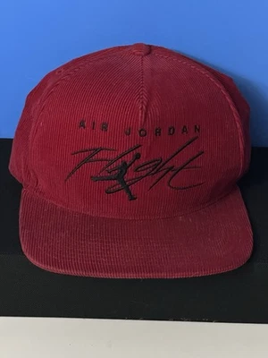 Air Jordan Hat Leather NBA Strap Red Corduroy Rare Vintage - Image 1 of 4