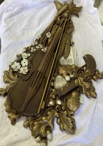 Vintage 70er Wanddeko Geige und Gewehr italienischer Stil MCM SYROCO GROSS WANDDEKO - Bild 1 von 7