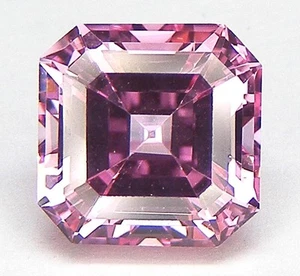7 CT EXCELLENT CUT ASSCHER 10x10 PEACHY PINK PADPARADSCHA SAPPHIRE LAB CORUNDUM - Picture 1 of 2