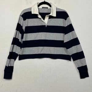 Brandy Melville Rugby-Top marineblau grau gestreift  - Bild 1 von 6