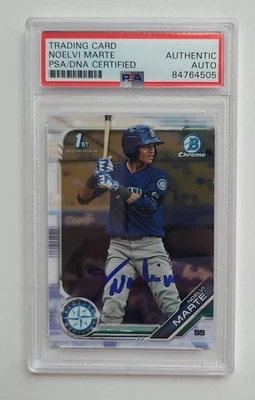 Noelvi Marte Signed 2019 Bowman Chrome Mariners RC Rookie PSA/DNA - Image 1 of 4