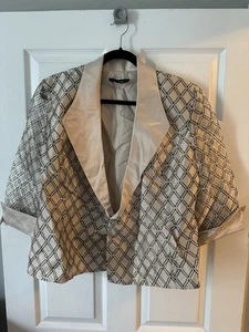 R&M RICHARDS Womens Sheer Sleeve One Button Dressy Blazer Jacket Preppy size 14 - Picture 1 of 12