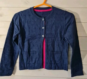 Cardigan Mini Boden bambina Pointelle Navy età 5-6 anni nuovo CAMPIONE G1 - Foto 1 di 3