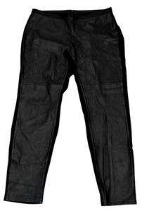 Eileen Fisher schwarze Ponte-Pull-On-Hose aus Leder mit Fronteinsatz und schmalem Bein Damen XL - Bild 1 von 9