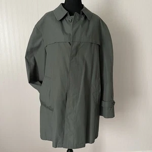 Towne Mens Trench Coat 42 Regular Gray Collared Pockets Rain Jacket Business - Picture 1 of 9