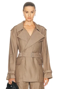 Helmut Lang Trench Jacket in Driftwood Neutral Taupe S NWT $795 - Picture 1 of 4