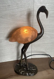 VTG Tin Chi Andrea Sadek Glass Brass Flamingo Pink Glass Body Light Lamp READ - Picture 1 of 24