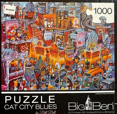 MB Big Ben Puzzle 1000 Piezas CAT CITY BLUES por Bill Bell Nuevo Sellado 2014 38055 Foto 1 de 4