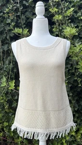 EXQUISITER RAMY BROOK NEW YORK PULLOVER TANK ELFENBEIN Gr. LG MIT FRANSEN LUXUS Neu mit Etikett - Bild 1 von 8