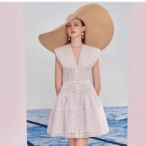Sommer V-Ausschnitt ärmellos kurz Urlaub Stil Rock Kleid Damen Slim Midikleid - Bild 1 von 22