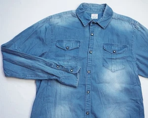 Scotch & Soda Duck Cotton Snap Shirt mens Popper Long Sleeve top size L Large - Picture 1 of 8