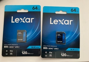 Lexar High-Performance 800x SD Card 128GB, SDXC UHS-I Memory Card BLUE Series - Picture 1 of 2