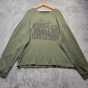 Harley Davidson Motorcycles Shirt Size XL Thermal Waffle Knit FLAWED - Picture 1 of 11