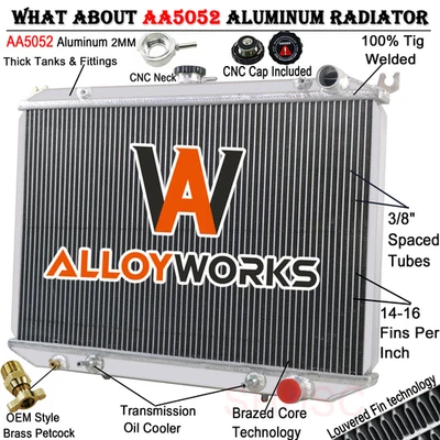 3 Row Aluminum Radiator For 1986-1994 89 Nissan D21 1987-1995 Nissan Pathfinder - Image 1 of 4