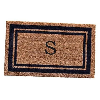  Felpudo con monograma 153001830S borde azul oscuro 18" x 30" (letra S)  Foto 1 de 3