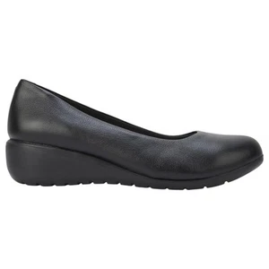 Mujeres Hush Puppies Dylan Negro Cuñas Cuero Trabajo Informal Damas Zapatos - Imagen 1 de 6