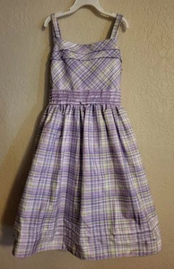 Girl's Dress Sz.10  Plaid Lavendar/White Sleeveless Netted Skirt Preowned - Picture 1 of 6