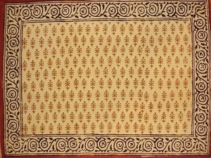 Bagru Block Print Cotton Table Placemat 19" x 13" Barley - Picture 1 of 1