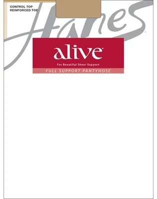 Hanes Alive Pantyhose Full Support Control Top Reinforced Toe Silky Sheer sz A-F - Image 1 of 2