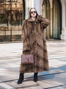 Espresso Mist – Mink Section Coat with Regal Swing 50" Long Fast Shipping - Picture 1 of 24