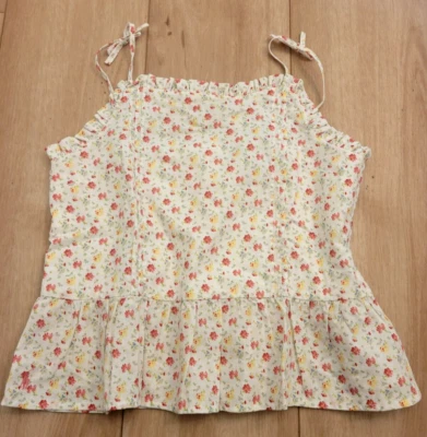 NUEVO Polo Ralph Lauren Plisado Lino Volantes Camiseta sin Mangas Blusa Niñas XL 16 NUEVO CON ETIQUETAS Foto 1 de 4