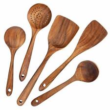TreegoArt Wooden Spatulas Non Stick Serving Spoons Set of 5