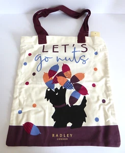 RADLEY Lets Go Nuts Dark Cherry Canvas Responsible Tote Bag BNWT - Picture 1 of 5