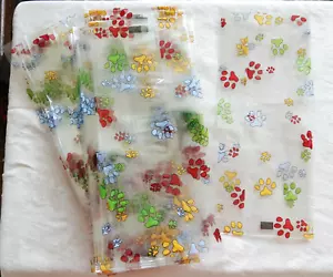 50 Rainbow Paw Print Cello Treat Bags 5" x 11.5" x 3" gusset - Picture 1 of 3