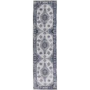 Grey Blue Hall Runners Distressed Floral Traditional Carpet Runner 80x300cm - Picture 1 of 7
