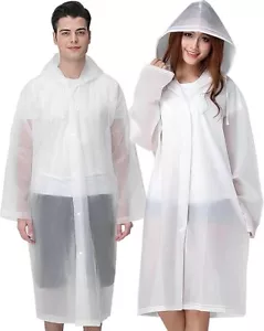 2 Impermeables Para La Lluvia Hombre Mujer Ponchos Con Capucha White Impermeable - Picture 1 of 23