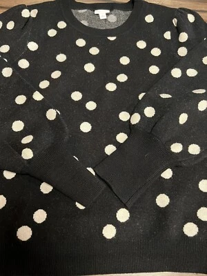 Suéter LuLaRoe Piper Negro Blanco Lunares Mangas Globo Grande 14/16 12/14 Foto 1 de 4