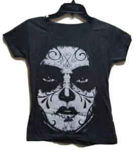 Sugar Skull Women's Dark Gray T-Shirt Size S - Picture 1 of 1