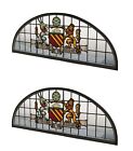  Rare Antique Manchester English Stained Glass Palladian Windows Coat of Arms 8'