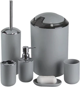 Bathroom Accessories Set, 6-Piece Plastic Gift Set, Toothbrush Holder, Toothbrus - Picture 1 of 12