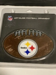 NFL Pittsburg Steelers Art Glass Football Ornament - Picture 1 of 3