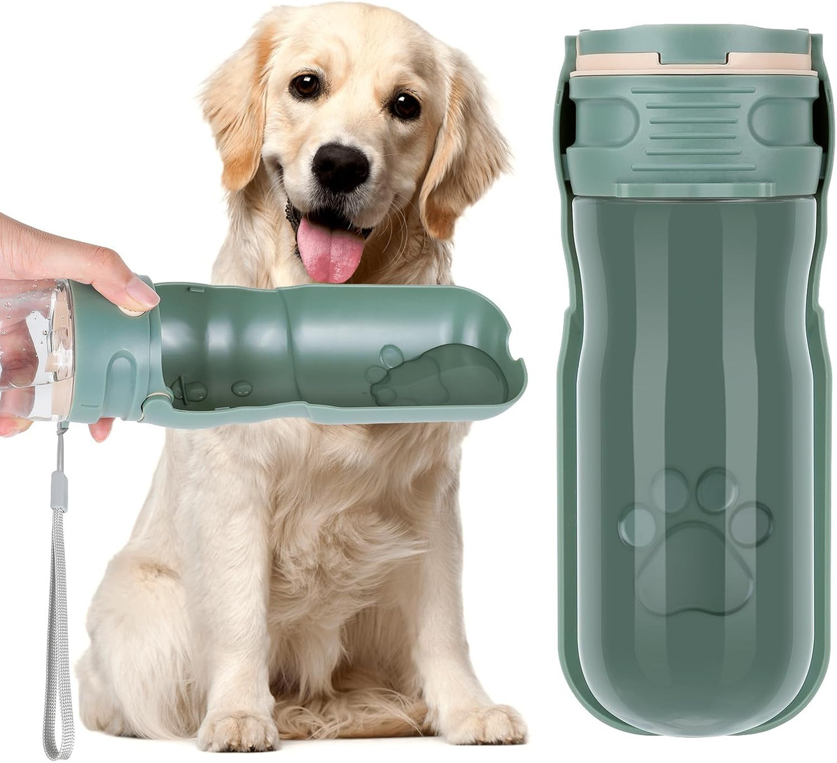 Borraccia Per Cani Portatile 550ml | Distributore Acqua Antigoccia Con Cordino - Rosa - Foto 7