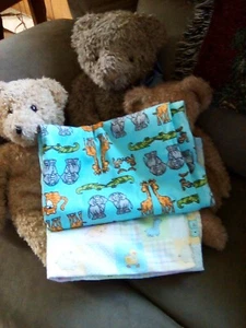 Zoo animal flannel material plus block baby flannel fabric two for one price - Picture 1 of 10
