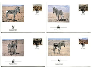 WWF E77 Namibia 4 FDC 1991 Wild Animals Zebra - Picture 1 of 1