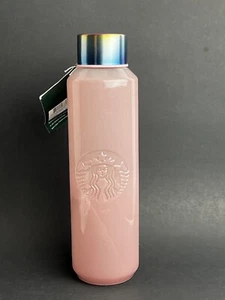 COLLECTOR'S Starbucks Rose Pink Recycled Glass Water Bottle Iridescent Cap NEW - Picture 1 of 8