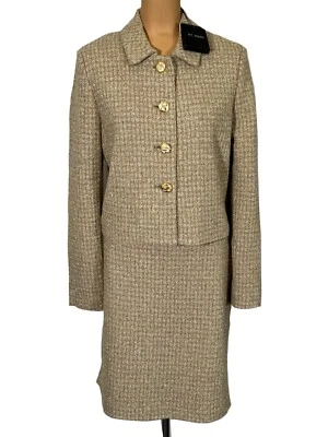 NWT ST. JOHN Knits Gold Metlic Tonal Vichy Blazer Jacket Skirt Suit sz 18 $2290 - Image 1 of 4