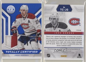2013-14 Totally Certified Materials Blue Prime /50 Josh Gorges #TC-JG
