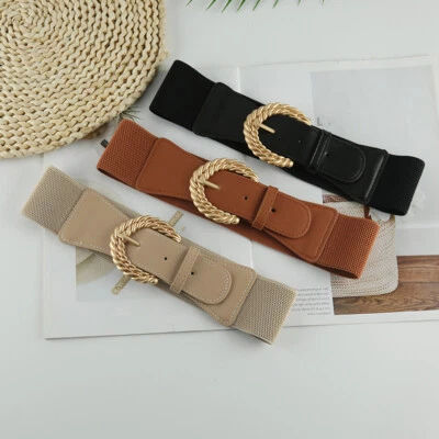 Kunstledergürtel Mit Goldfarbener Metall-Dornschließe Breiter Elastischer / - Bild 1 von 4